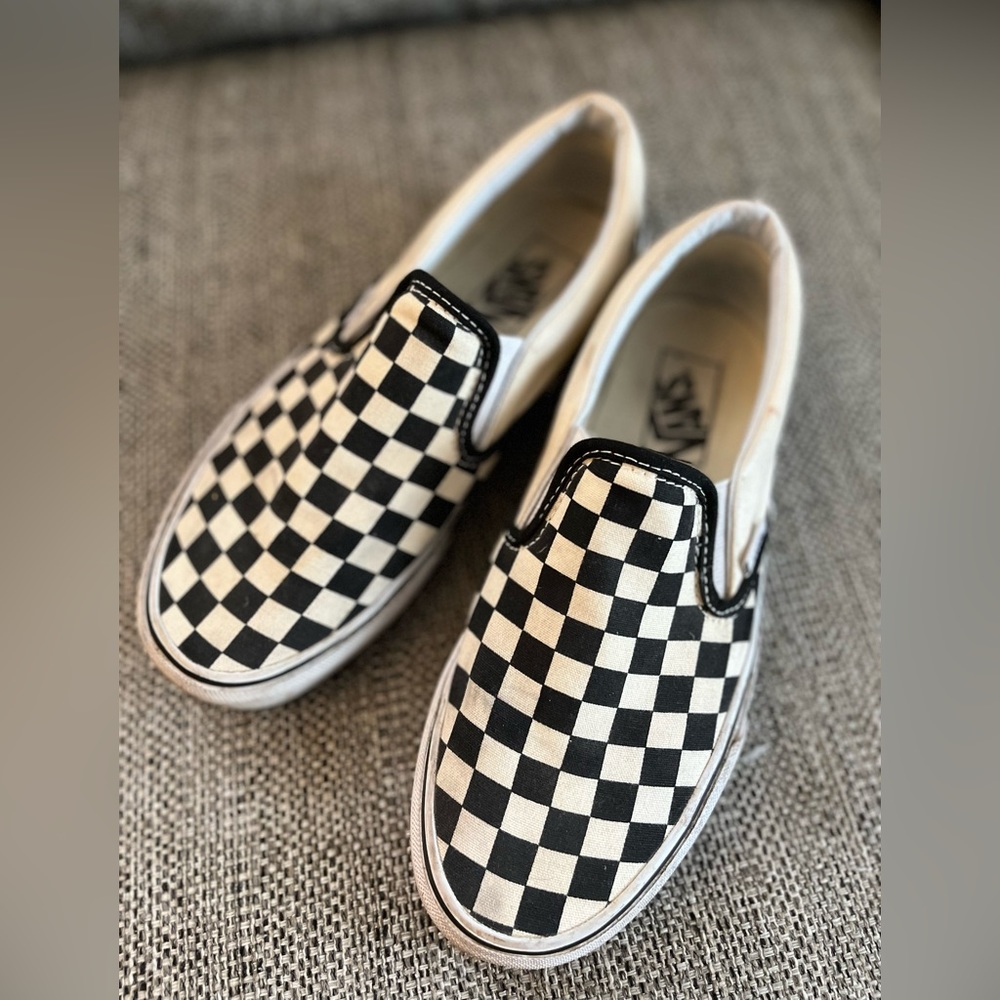 checked slip on vans